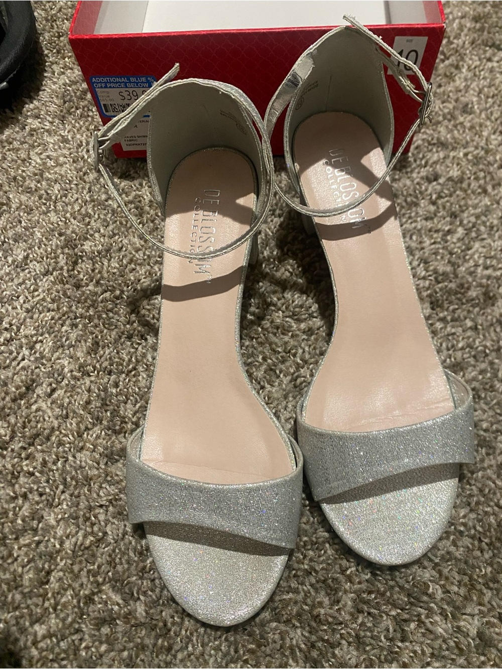 De Blossom Silver Ankle-Strap Women’s Heels